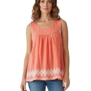 ANTHROPOLOGIE Floreat Coral Embroidered Top